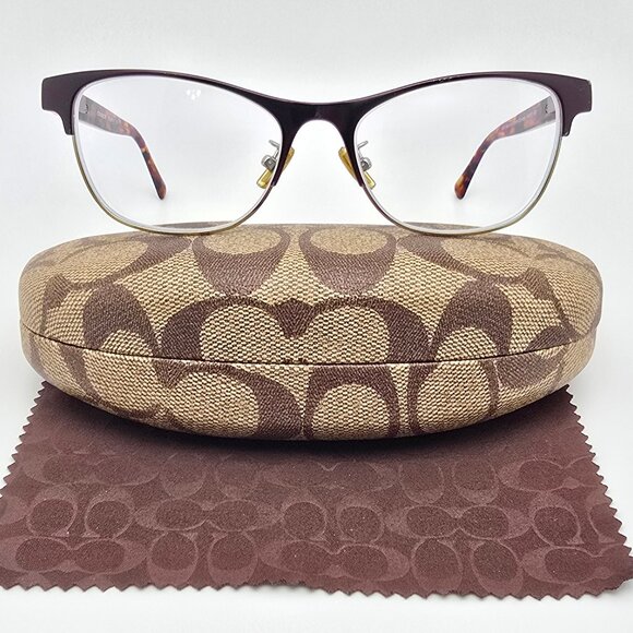 Coach HC5074 9241 Satin Purple Gold/Purple Confetti Cat Eye Eyeglasses Frame - Picture 1 of 15